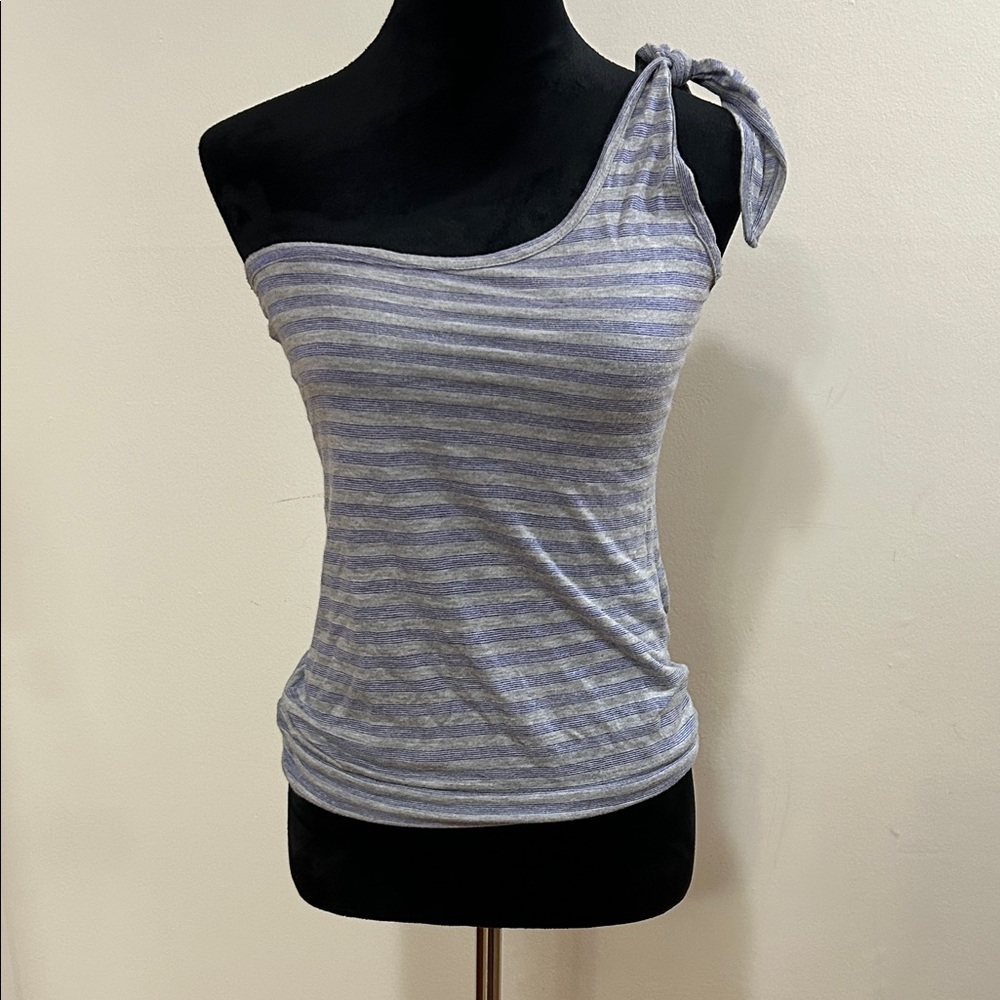 Mango One-Shoulder Striped Tank Top - Gray and Blue ( 1157 )